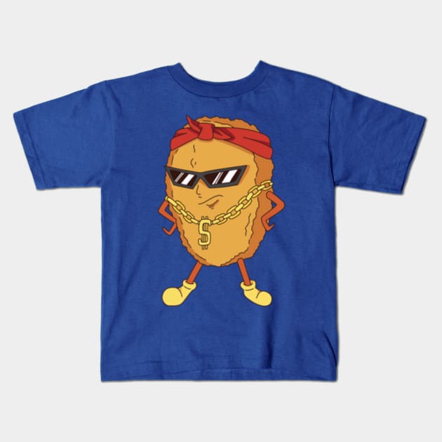 cartoon nugget with sunglasses and a chain around his neck Kids T-Shirt by MN-STORE